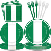 96 Pcs Nigeria Flag Party Plates and Napkins - Grencian
