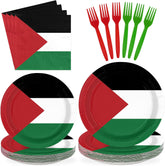 96 Pcs Palestine Flag Party Plates and Napkins - Grencian