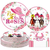 200 Pcs Pink Derby Day Party Plates and Napkins - Grencian