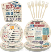 96 Pcs Retro 30th Anniversary Party Plates and Napkins - Grencian