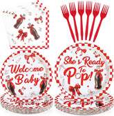 96 Pcs Cheerful Baby Shower Party Plates and Napkins - Grencian