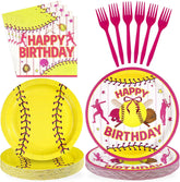 Softball Sports Birthday Plates & Napkins Set - 96 Pcs - Grencian