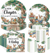 250Pcs Storybook Baby Shower Plates Napkins and Cups - Grencian