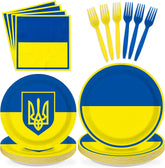 96 Pcs Ukraine Flag Party Plates and Napkins - Grencian