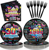 96 Pcs Vintage 30th Birthday Party Plates and Napkins - Grencian