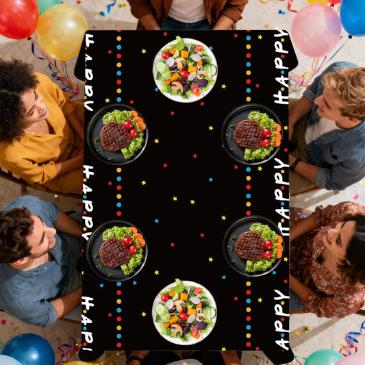 Friendship day celebration with colorful decorations and friendship party supplies
