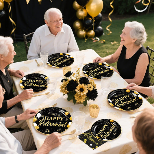 Retirement party with decorations, balloons, and retirement party supplies