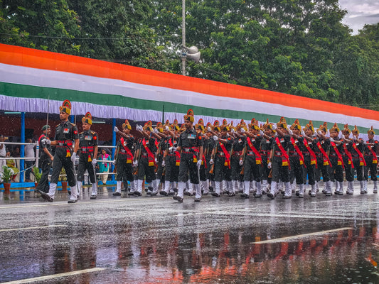 India independence day party with national flag decorations, patriotic tableware, and themed party supplies