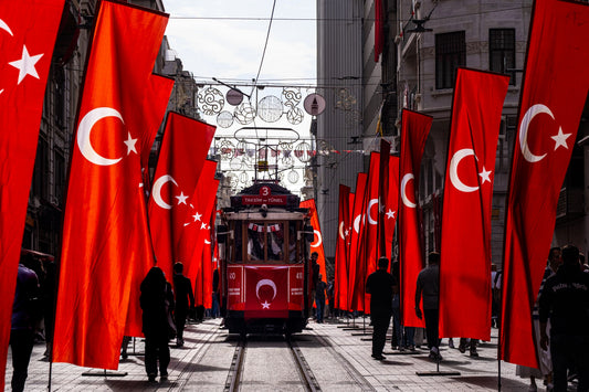 Turkey Victory Day party with national flag decorations, patriotic tableware, and themed party supplies