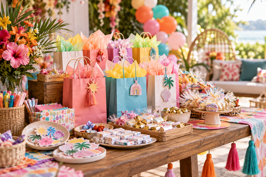 2027 Goodie bags party planning scene with coordinated supplies