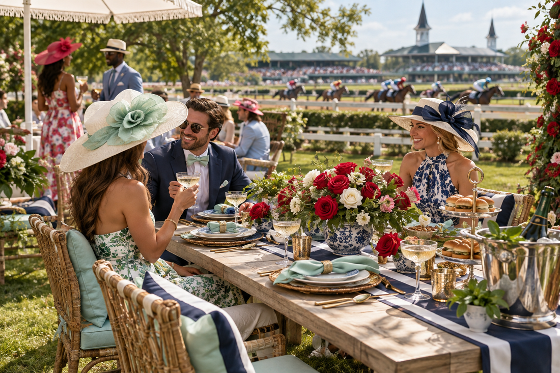 2027 Kentucky derby party decorations party planning scene with coordinated supplies