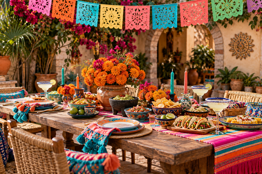 2027 Mexican party supplies party planning scene with coordinated supplies