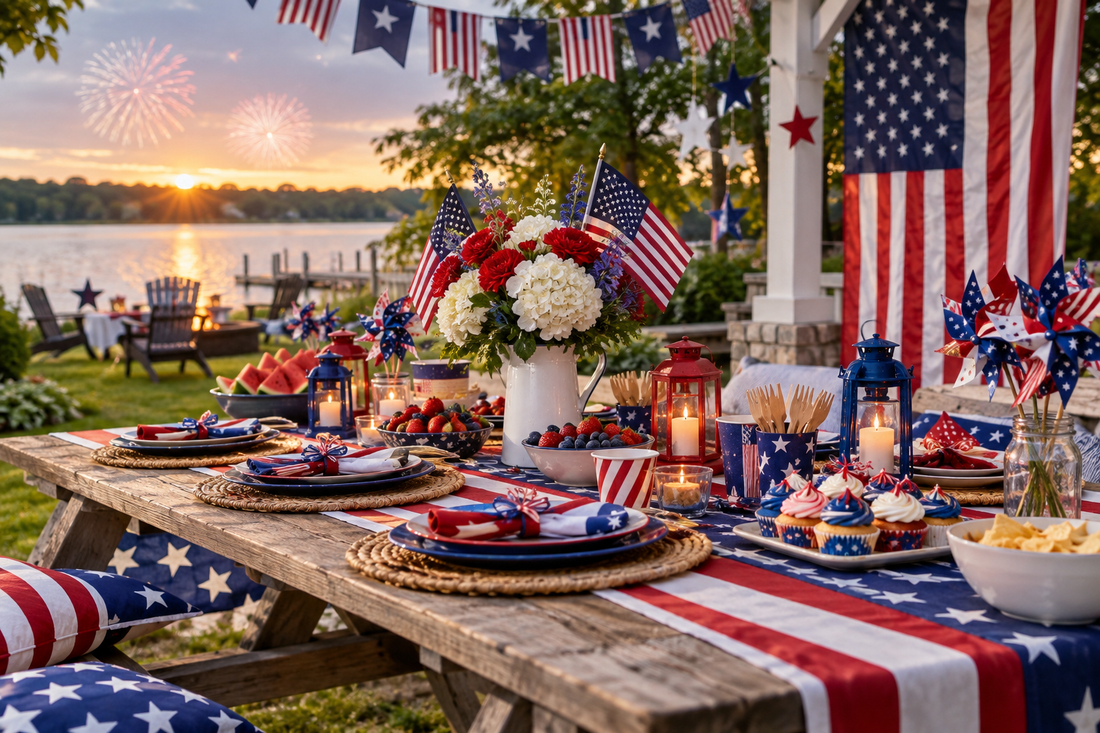 2027 National Flag Party supplies party planning scene with coordinated supplies
