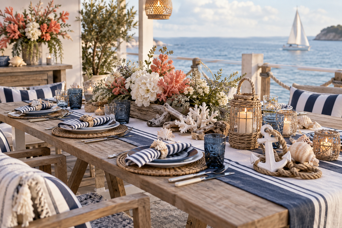 2027 Nautical party supplies party planning scene with coordinated supplies