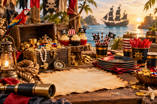 2027 Pirate party supplies party planning scene with coordinated supplies