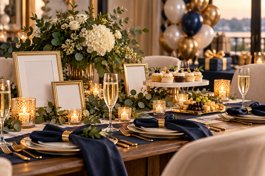 2027 Retirement partyware party planning scene with coordinated supplies