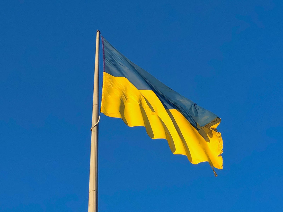 Ukraine Independence Day party with blue and yellow flag decorations and patriotic tableware