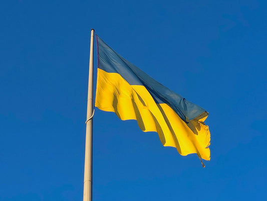 Ukraine Independence Day party with blue and yellow flag decorations and patriotic tableware