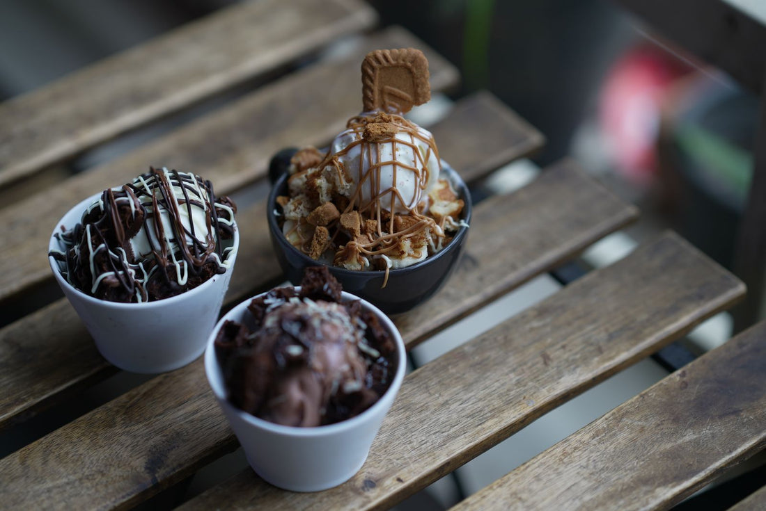 Ice cream social party with a sundae bar, sprinkles, and ice cream party supplies