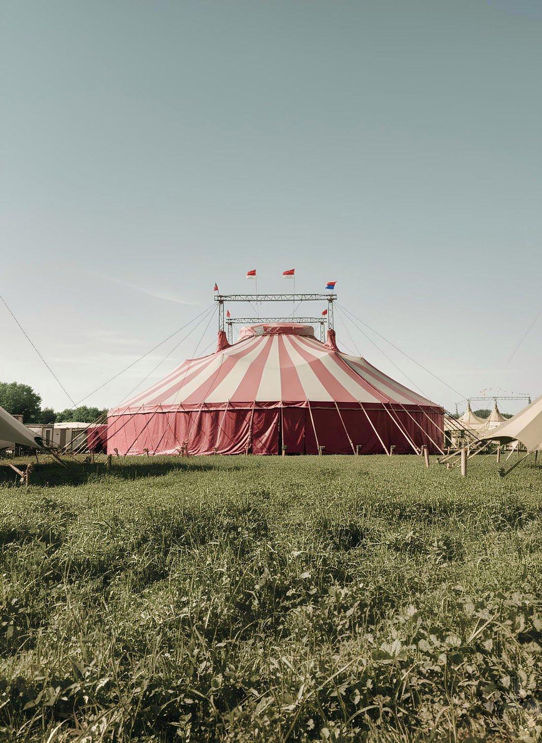 Circus party with big top decorations, popcorn, and carnival party supplies