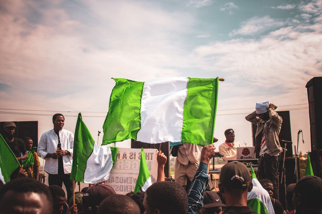 Nigeria Independence Day party with green and white flag decorations and patriotic tableware