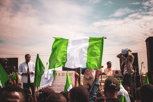 Nigeria Independence Day party with green and white flag decorations and patriotic tableware