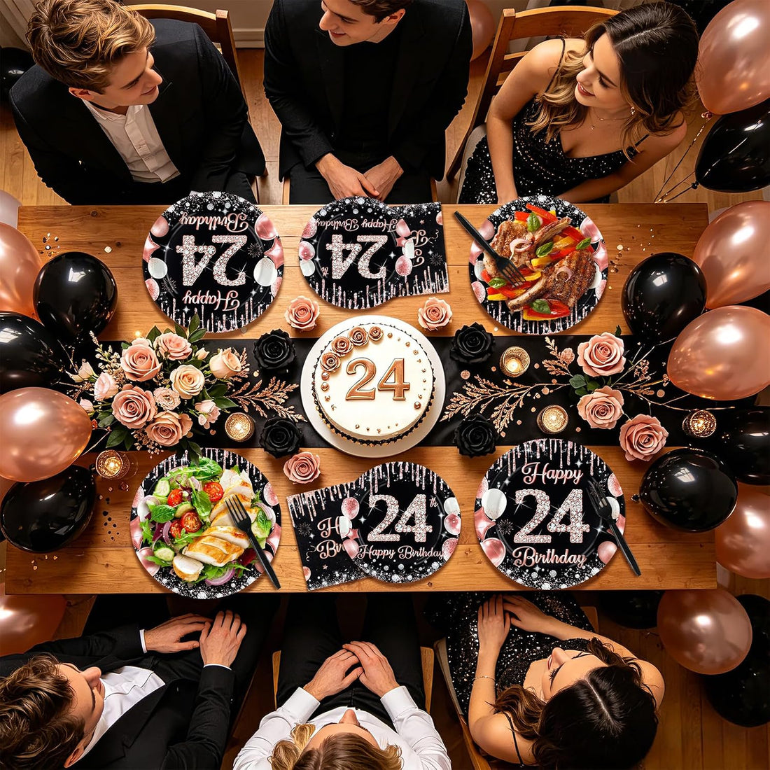 24th birthday party plates and tableware
