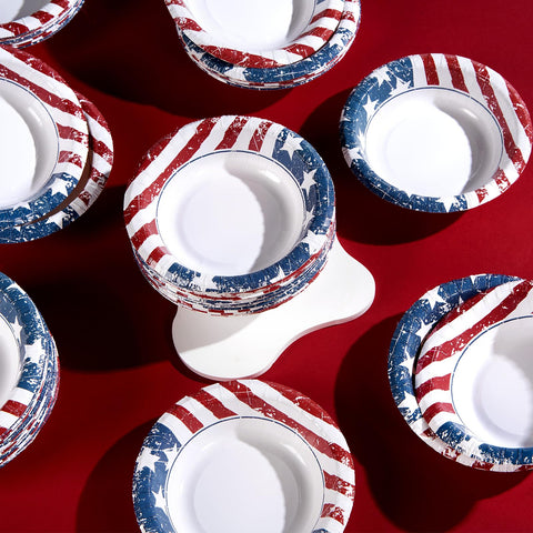 100 Pack 4th of July Paper Bowls - Grencian