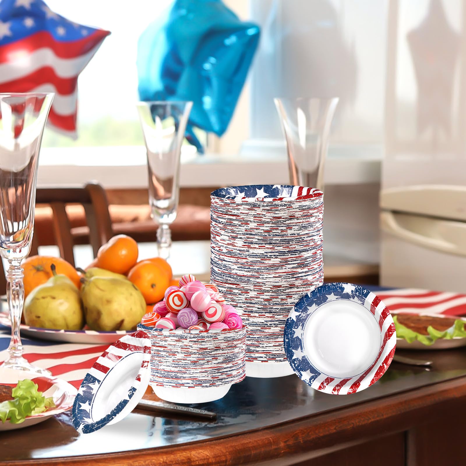 100 Pack 4th of July Paper Bowls - Grencian