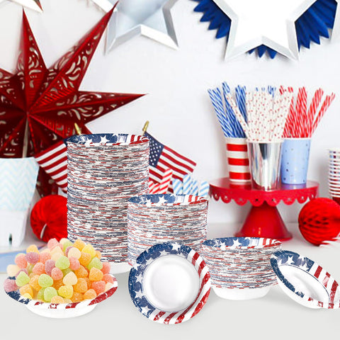 100 Pack 4th of July Paper Bowls - Grencian