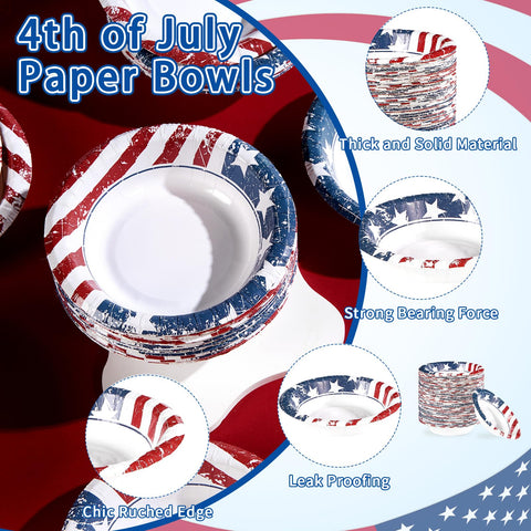 100 Pack 4th of July Paper Bowls - Grencian