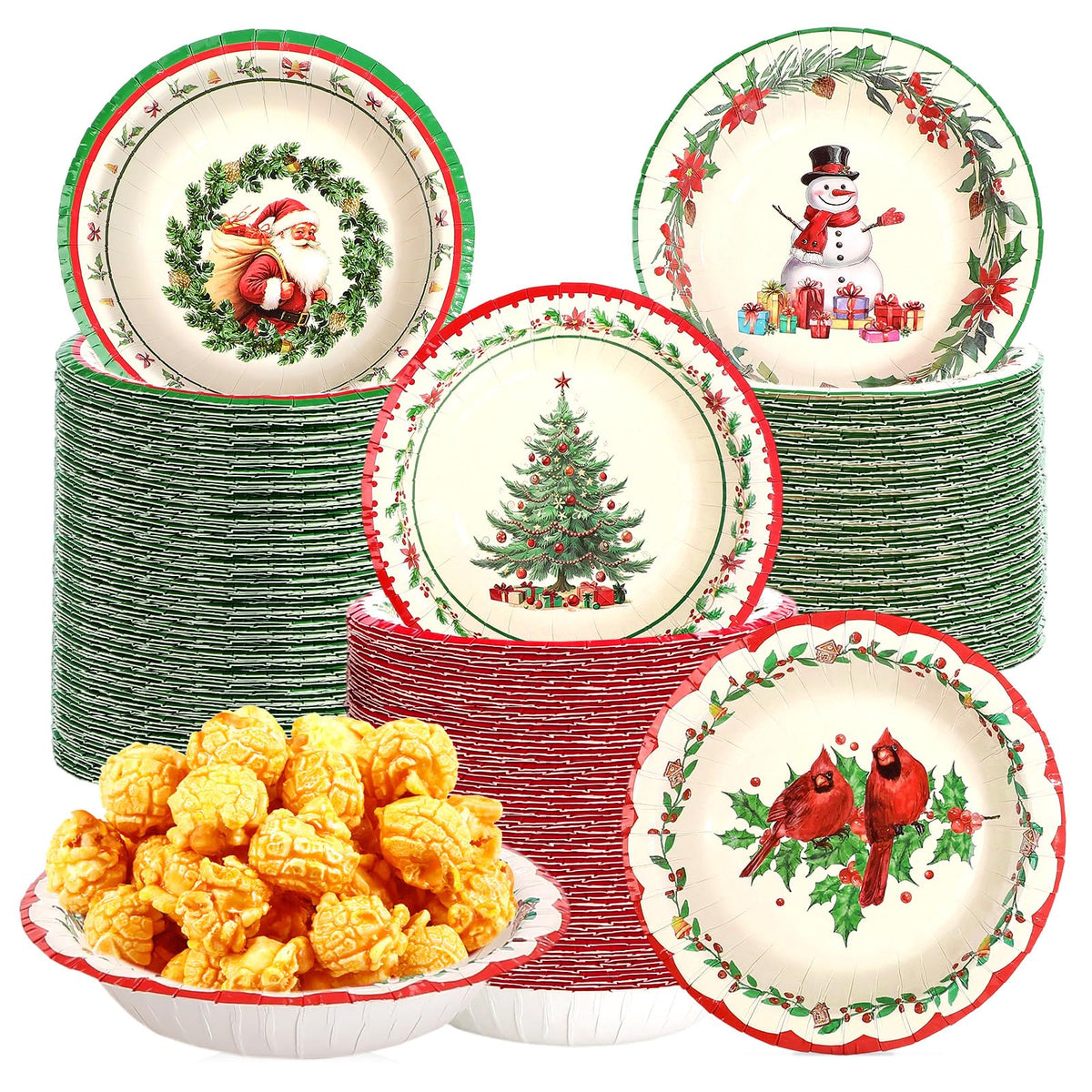 100 Pack Christmas Cartoon Paper Bowls - Grencian