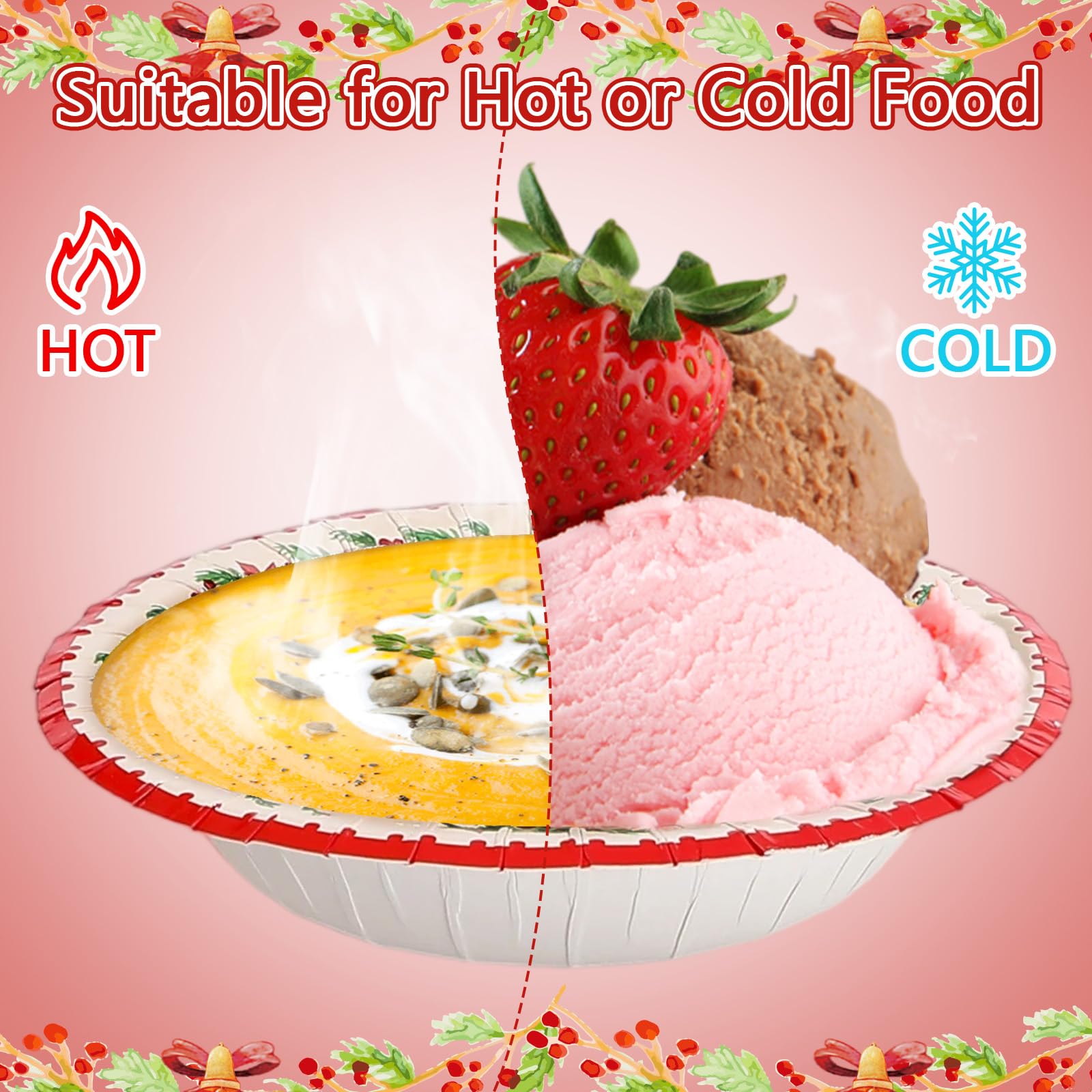 100 Pack Christmas Cartoon Paper Bowls - Grencian