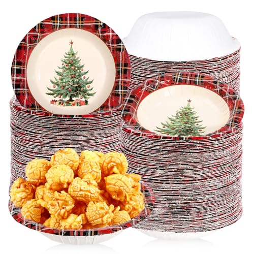 100 Pack Christmas Tree Paper Bowls - Grencian
