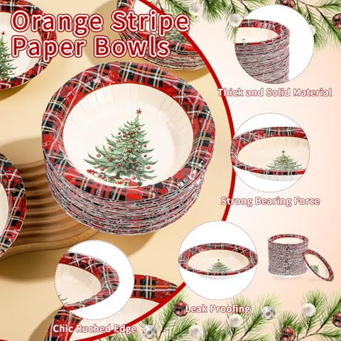 100 Pack Christmas Tree Paper Bowls - Grencian