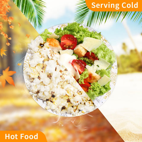 100 Pack Gold Silver Snowflake Paper Bowls - Grencian