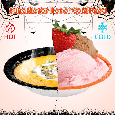 100 Pack Halloween Pumpkin Face Paper Bowls - Grencian