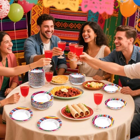 100 Pack Mexican Stripes Paper Bowls - Grencian