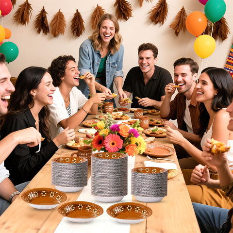 100 Pack Platos De Barro Mexicanos Paper Bowls - Grencian