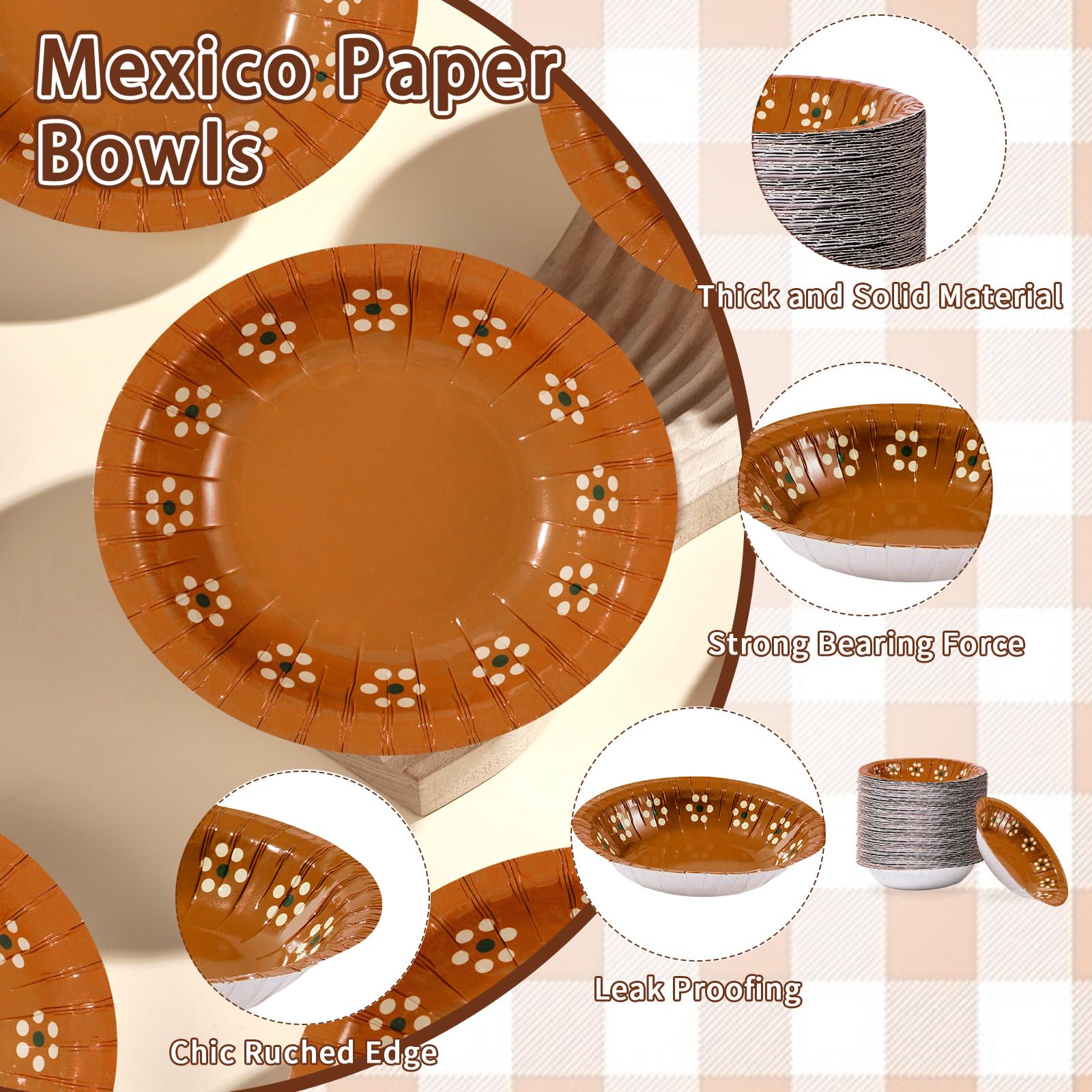 100 Pack Platos De Barro Mexicanos Paper Bowls - Grencian