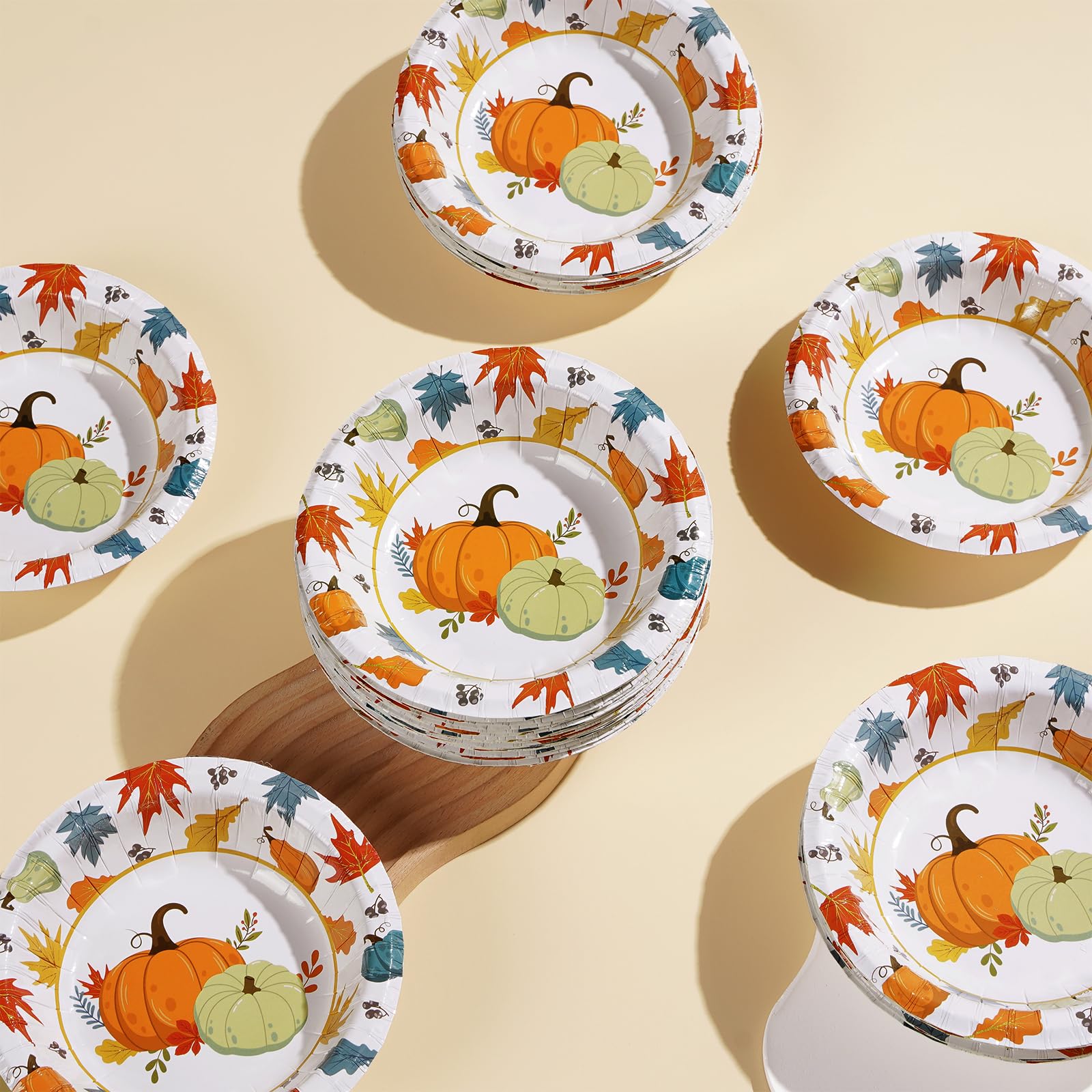 100 Pack Pumpkin Maple Leaf Paper Bowls - Grencian
