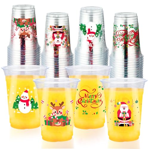 100 Pcs 16 oz Christmas Plastic Cups - Grencian
