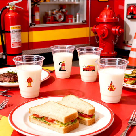 100 Pcs 16 oz Fire Truck Plastic Cups