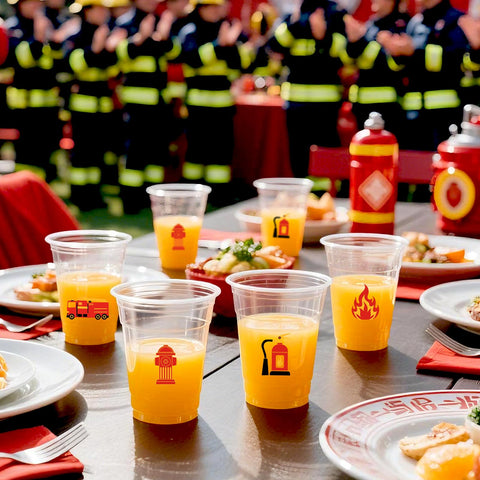 100 Pcs 16 oz Fire Truck Plastic Cups