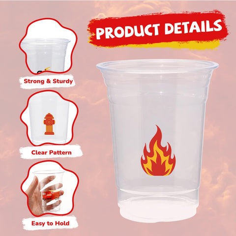 100 Pcs 16 oz Fire Truck Plastic Cups