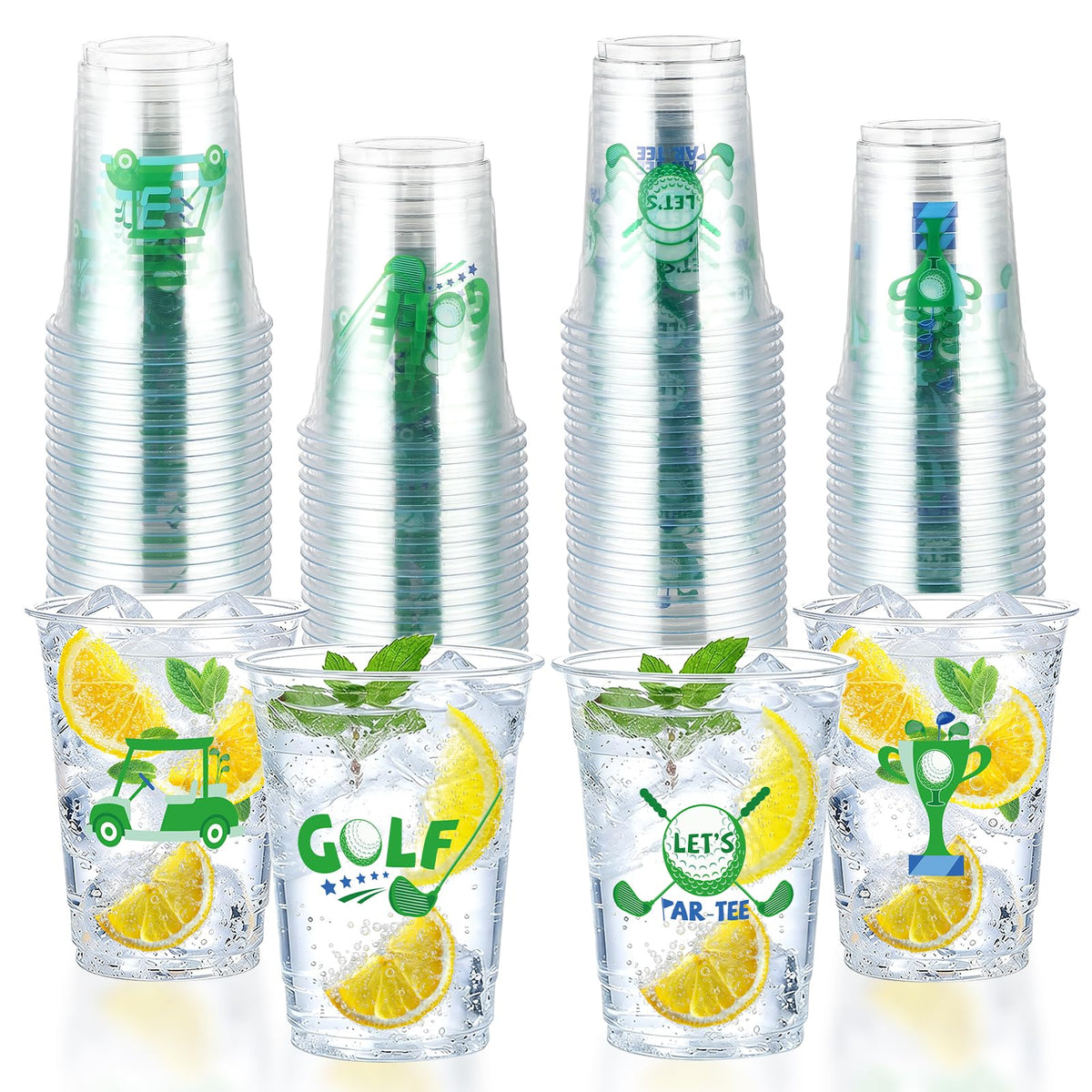 100 Pcs 16 oz Golf Ball Plastic Cups