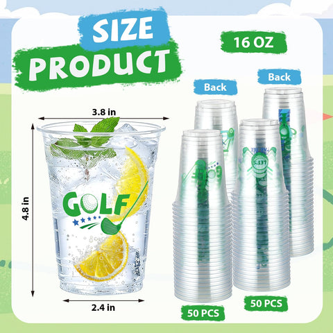 100 Pcs 16 oz Golf Ball Plastic Cups