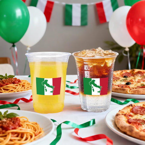 100 Pcs 16 oz Italian Flag Plastic Cups
