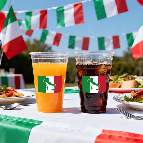 100 Pcs 16 oz Italian Flag Plastic Cups