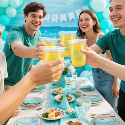100 Pcs 16 oz Last Toast on the Coast Plastic Cups